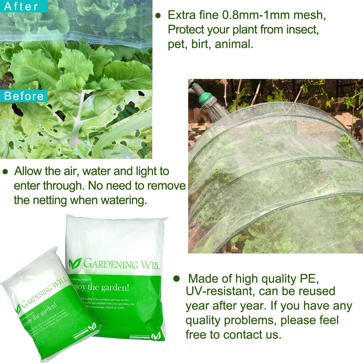 Gardeningwill 0.8-1mm mesh close-up shows fine pest protection.