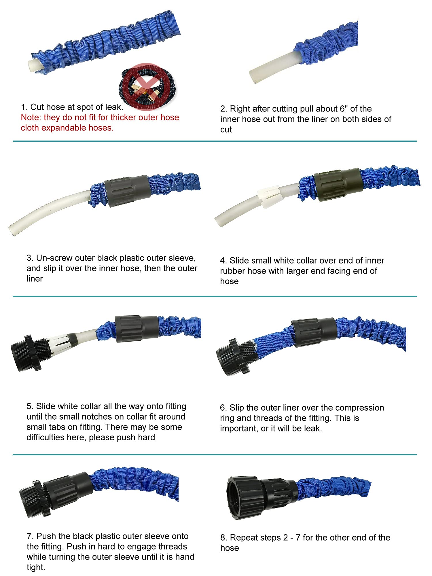 Gardeningwill 3/4 inch fittings fit standard taps and spray nozzles.