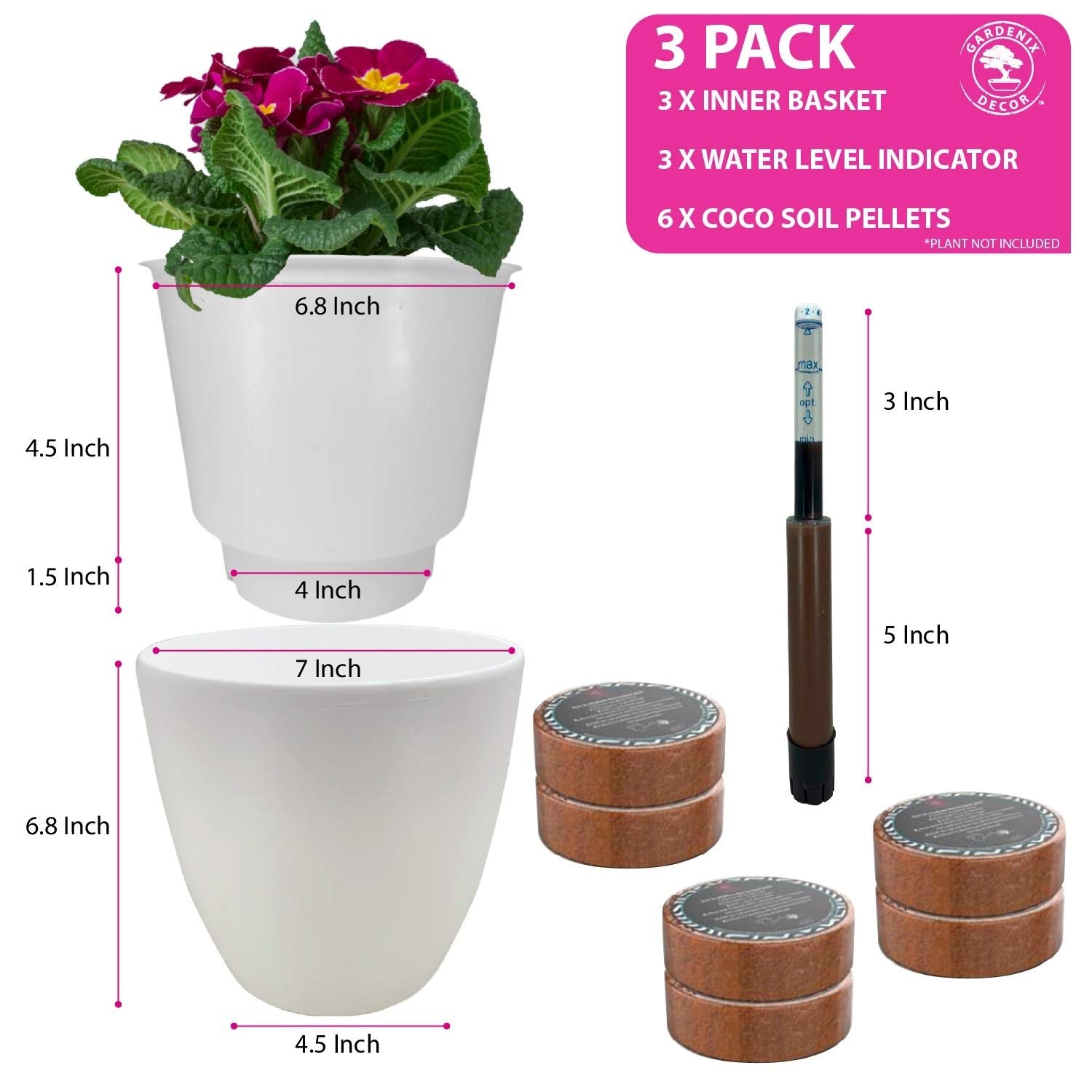 Gardenix Decor coco coir pellet included for healthier growth.