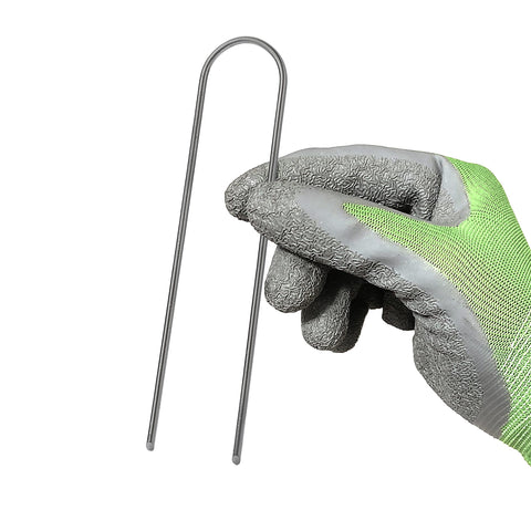 GardenMate 11ga galvanized sod staple with 6 inch length for strong ground anchoring.