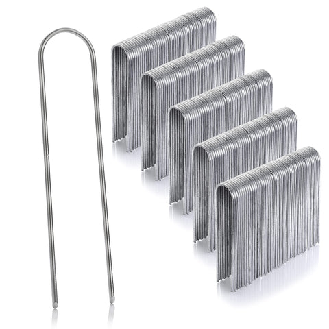 GardenMate 50-pack anti-rust stakes ready to secure landscape fabric in windy gardens.