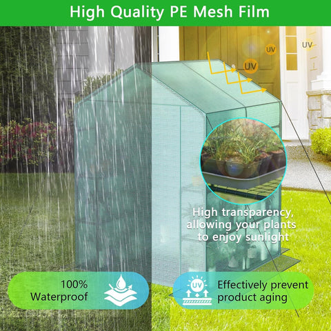 Gardennet Greenhouse shows a zippered vent for airflow and temperature control