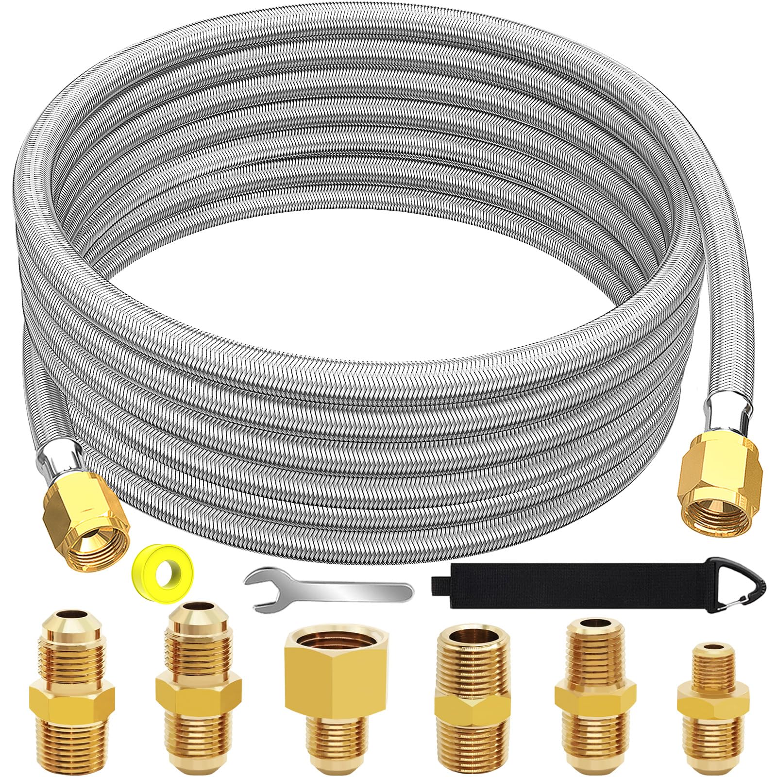 GardenNow 20ft propane hose extension with braided steel for flexible outdoor grilling