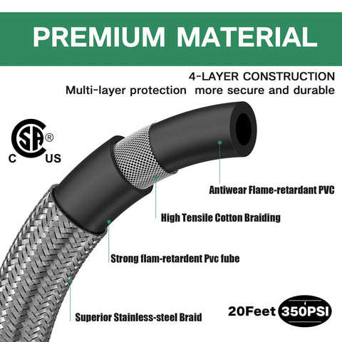 GardenNow 3/8in female flare ends ensure wide compatibility with common propane fittings