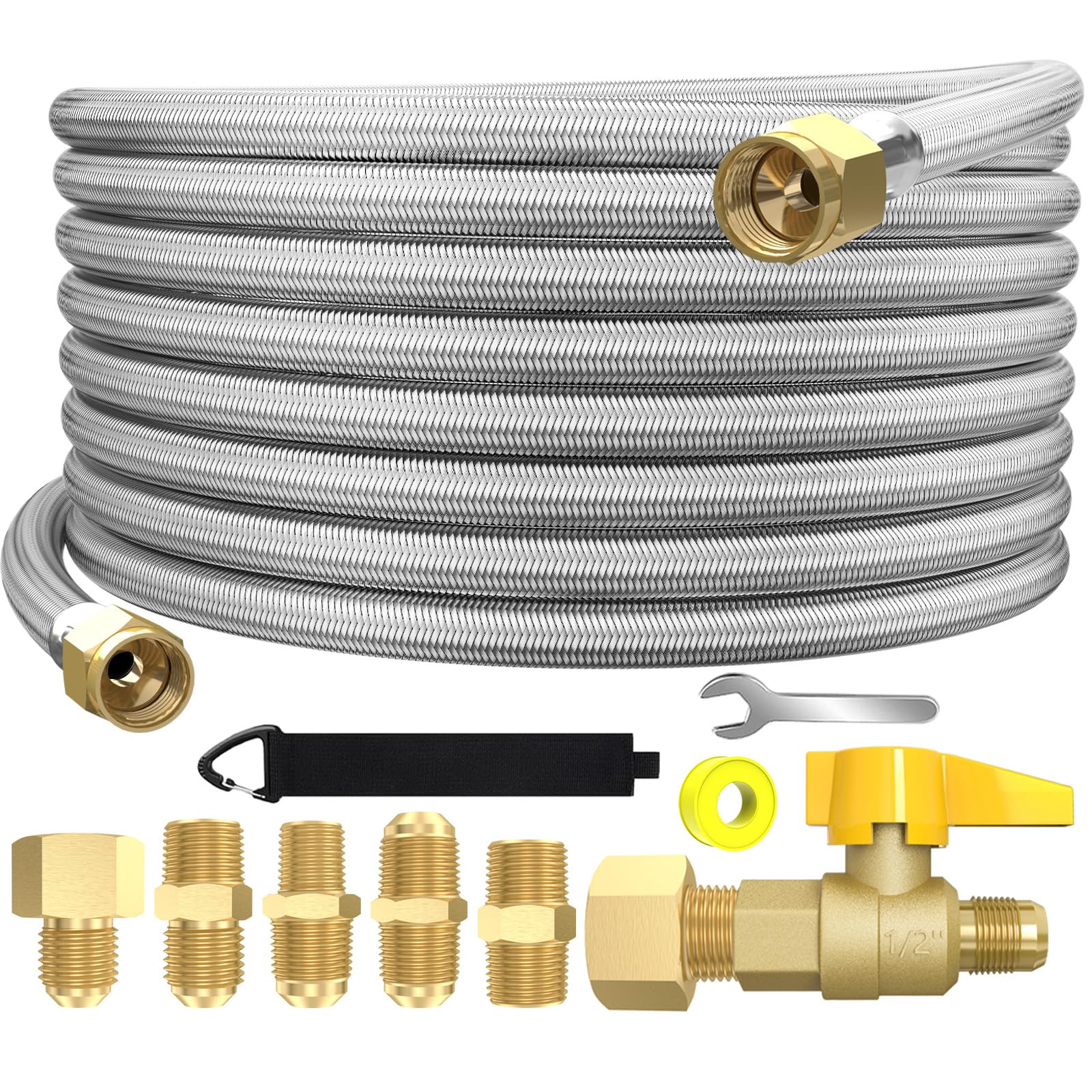 GardenNow 36ft propane hose extension with brass valve for flexible outdoor grilling setups
