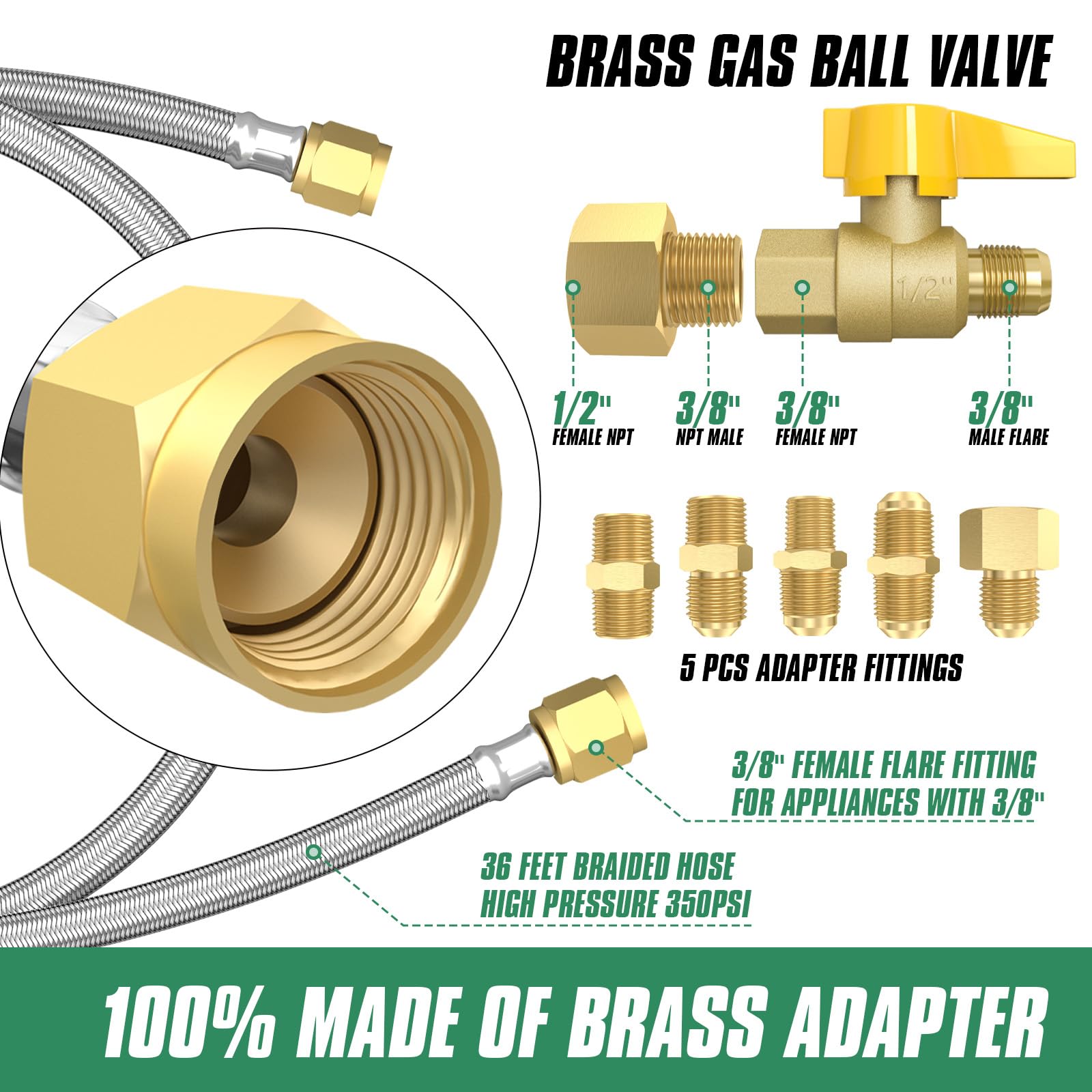 GardenNow six adapters included for quick connections between different propane fittings