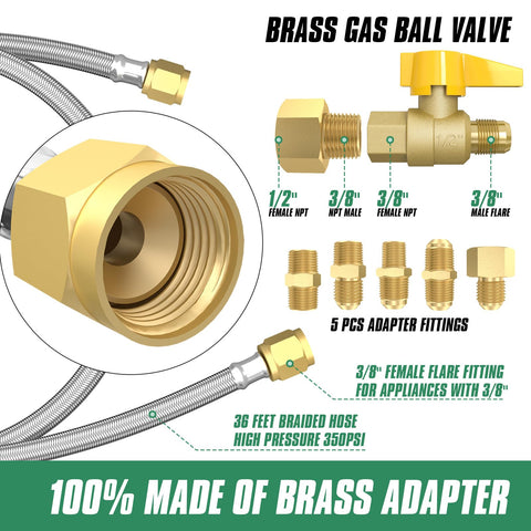 GardenNow six adapters included for quick connections between different propane fittings