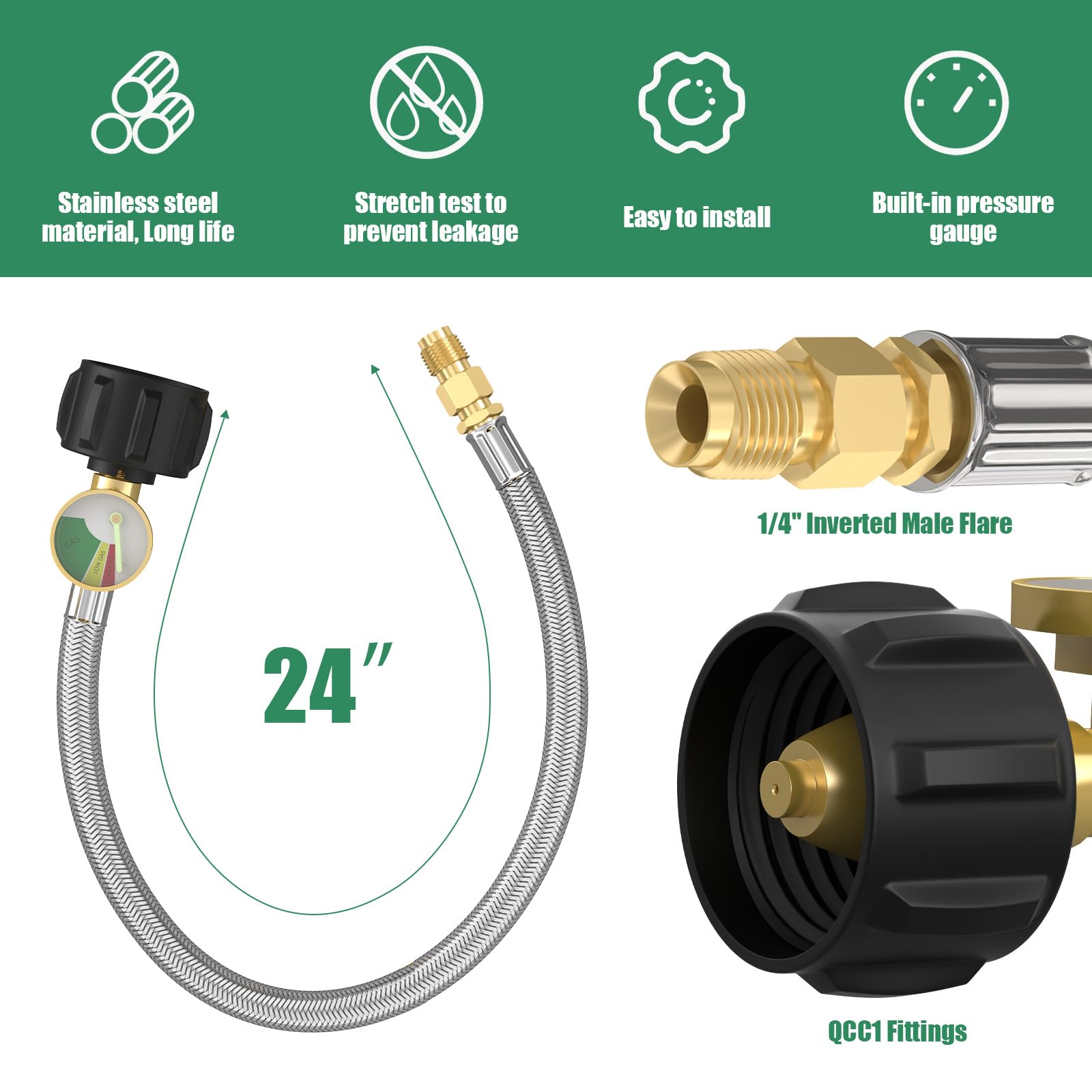 GardenNow stainless steel braided hose provides durable, weather-resistant performance.