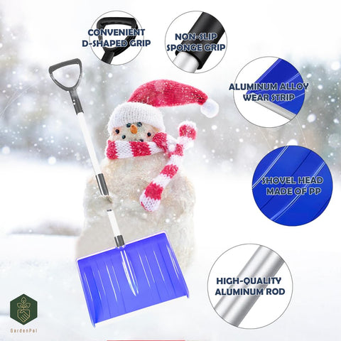 GardenPal collapsible snow shovel stored in a car trunk for easy transport.