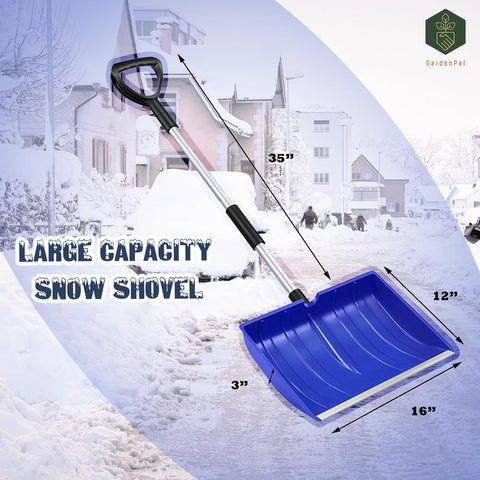 GardenPal snow shovel with a D-Grip handle for ergonomic use.
