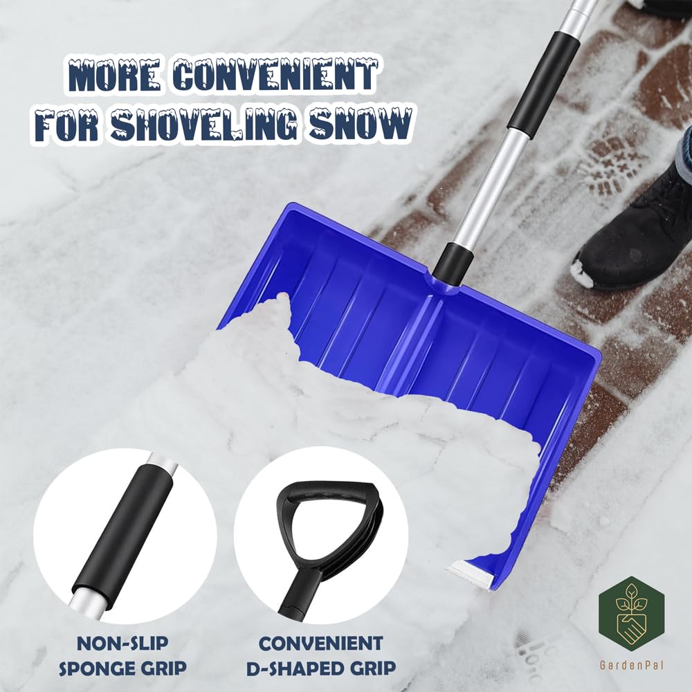 GardenPal snow shovel suitable for balcony, walkway, stairs, and car cleanup tasks.