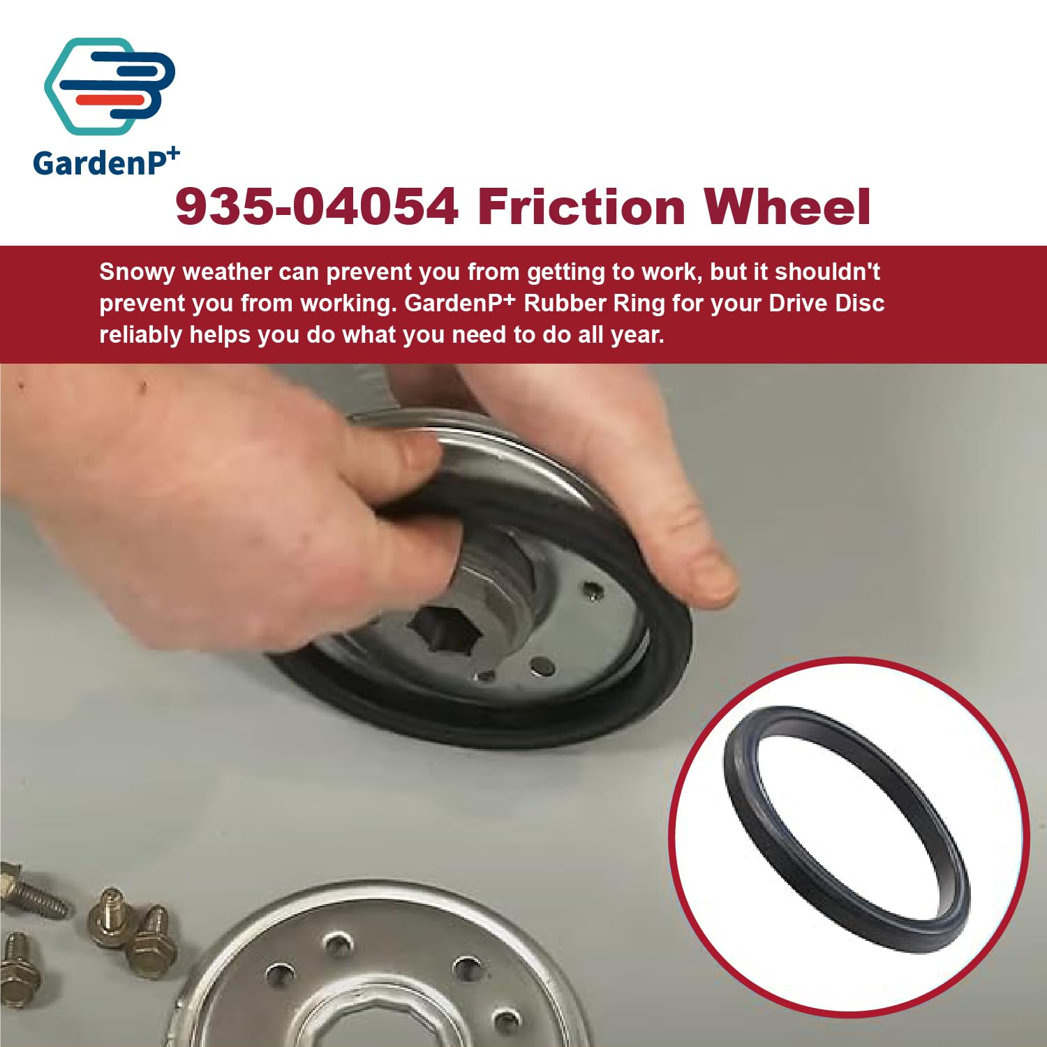 GardenP+ friction wheel for 30-inch snow thrower supports robust winter clearing
