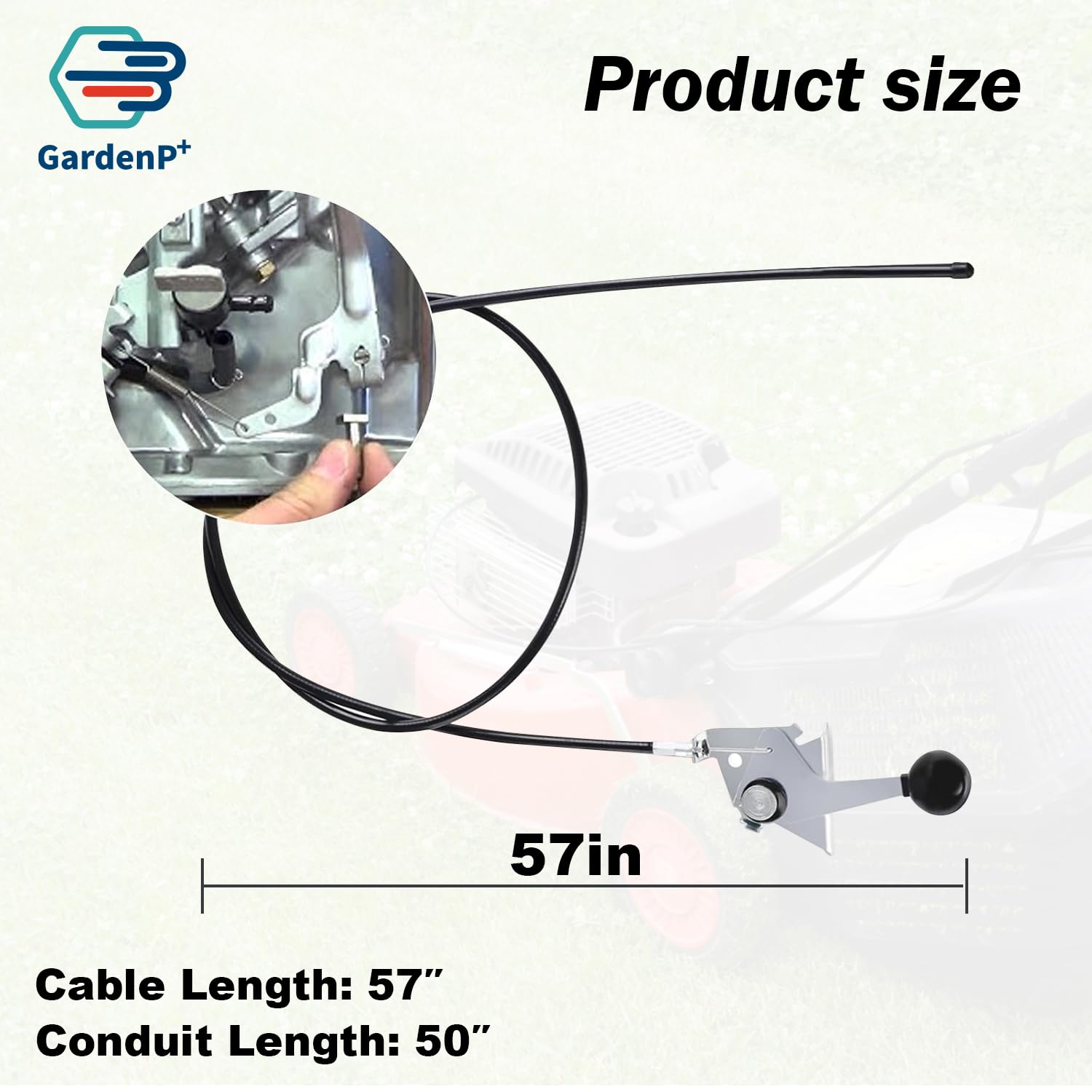 GardenP+ throttle cable end connectors demonstrated for secure attachment.