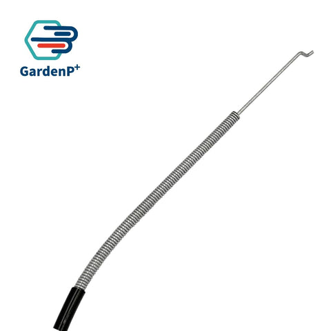 GardenP+ throttle cable installed on a lawn mower demonstrating reliable performance.