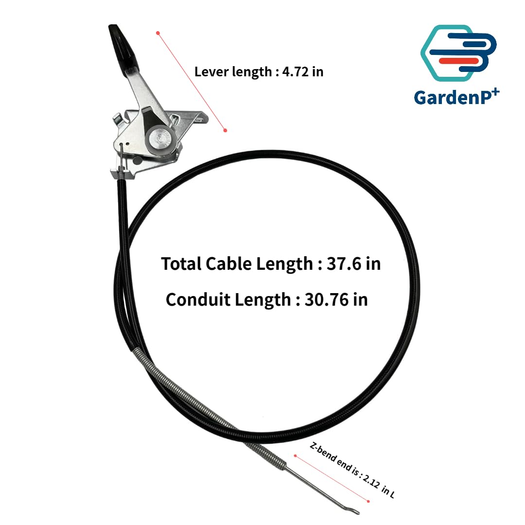 GardenP+ throttle cable length dimensions for precise fit on 30-inch decks.