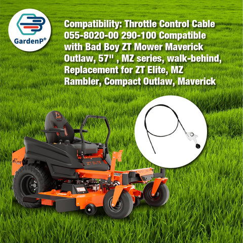 Close-up of GardenP+ throttle cable connector for durable mower control.