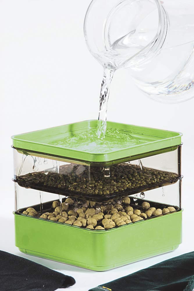 Gardens Alive seed sprouter transparent trays allow easy growth monitoring.