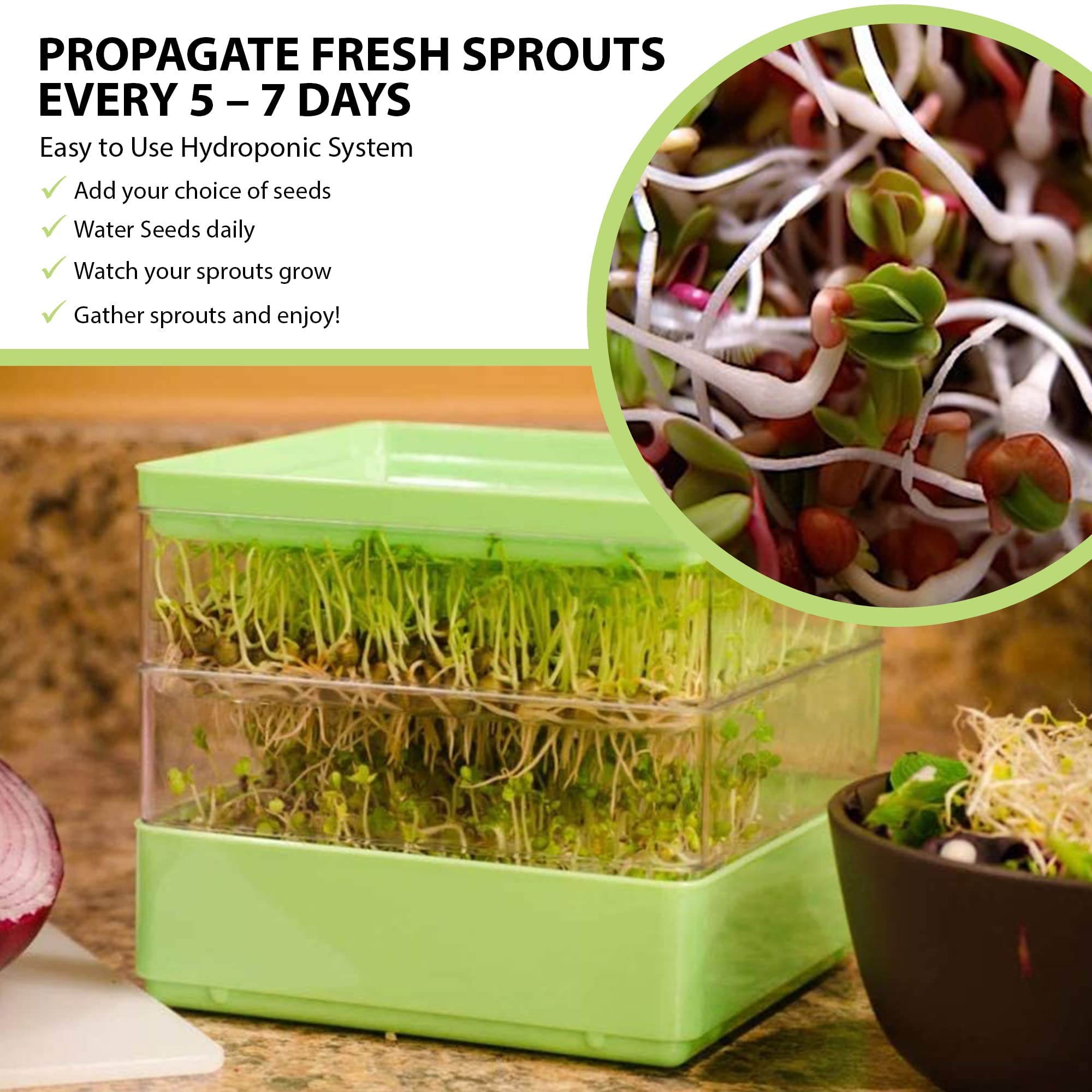 Gardens Alive seed sprouter vented tray supports even germination and growth.
