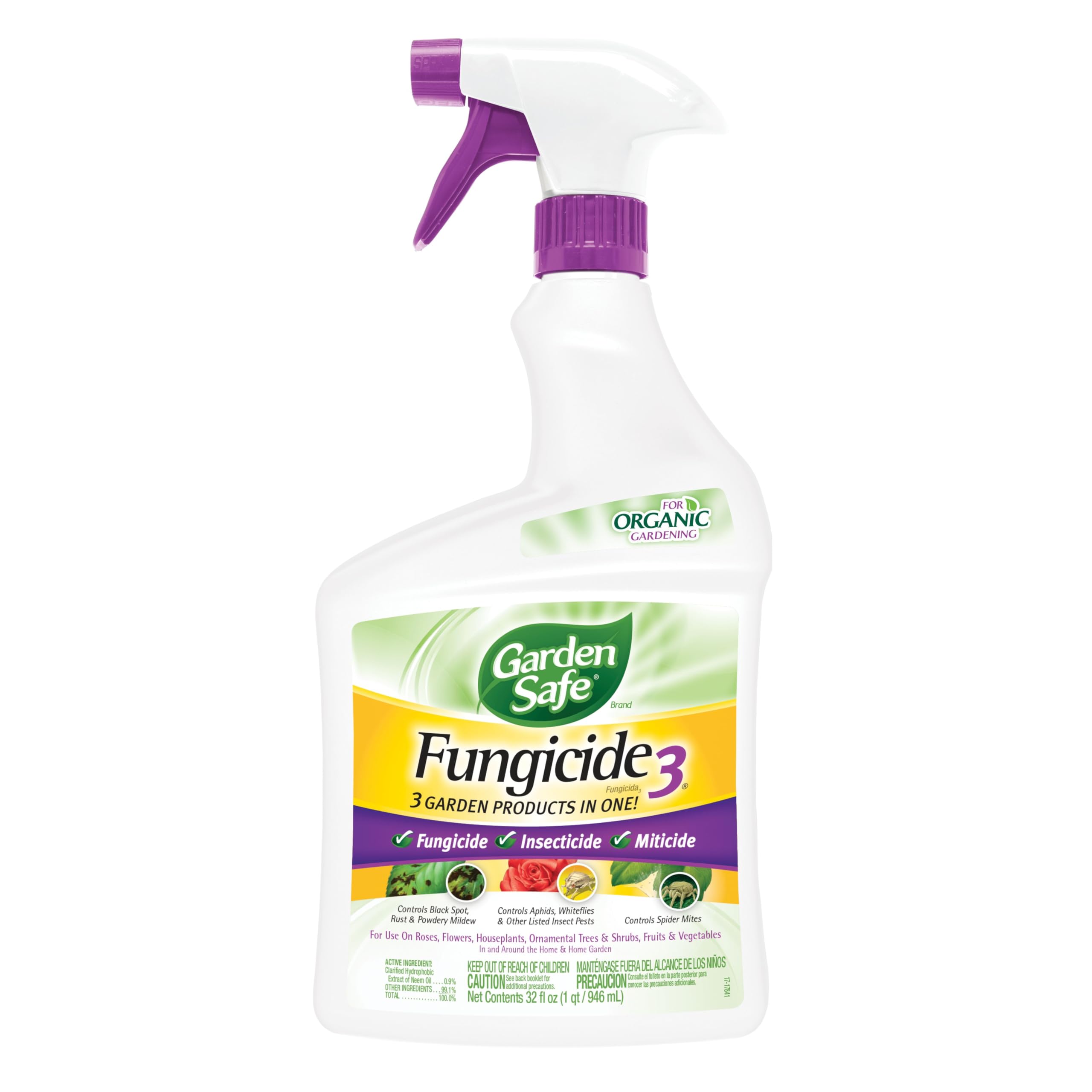 Garden Safe Fungicide 3 bottle trigger spray for quick, even garden coverage.