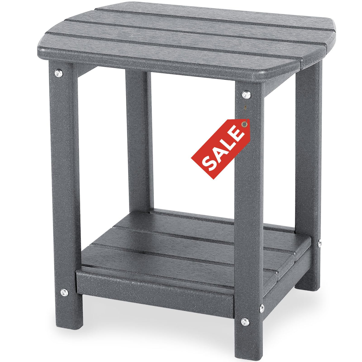 GARDENSTAR Adirondack square outdoor side table shows durable HDPE construction for year-round outdoor use.