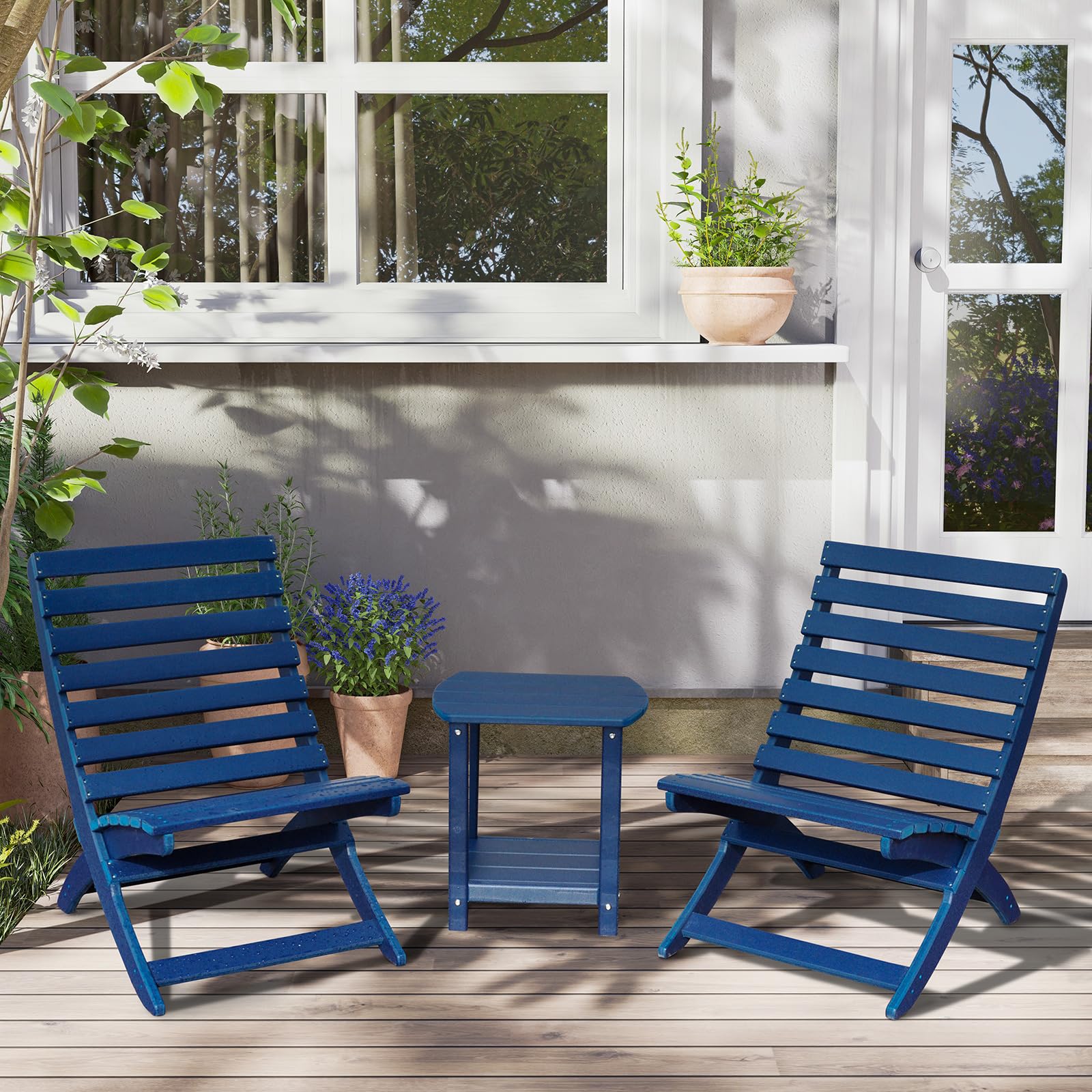 GardenStar Adirondack square outdoor side table by poolside shows versatile outdoor companion