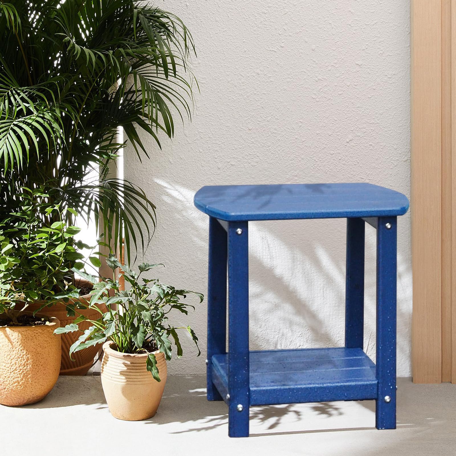 GardenStar Adirondack square outdoor side table two-tier storage for drinks and magazines