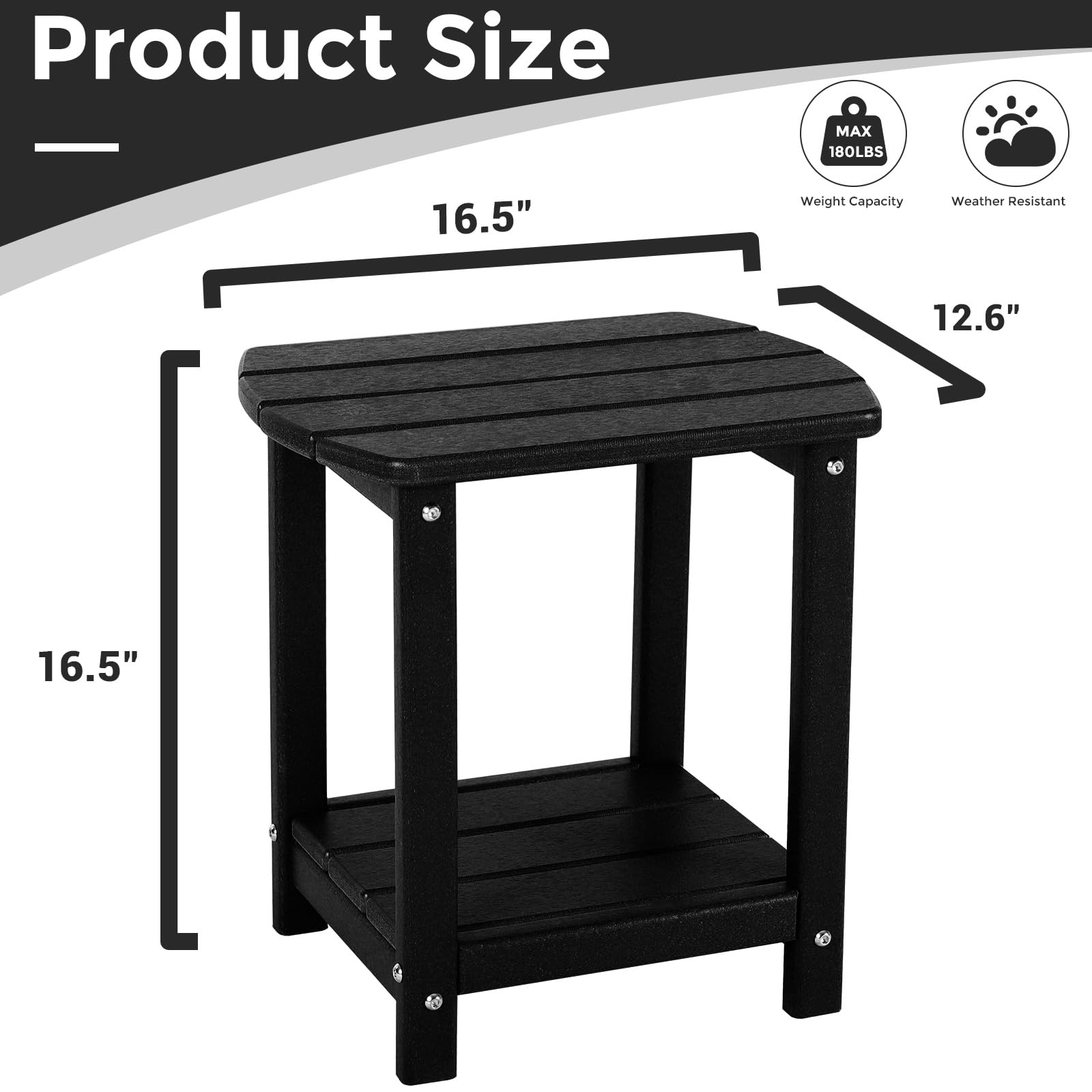 Gardenstar Adirondack square side table color options brighten outdoor decor.