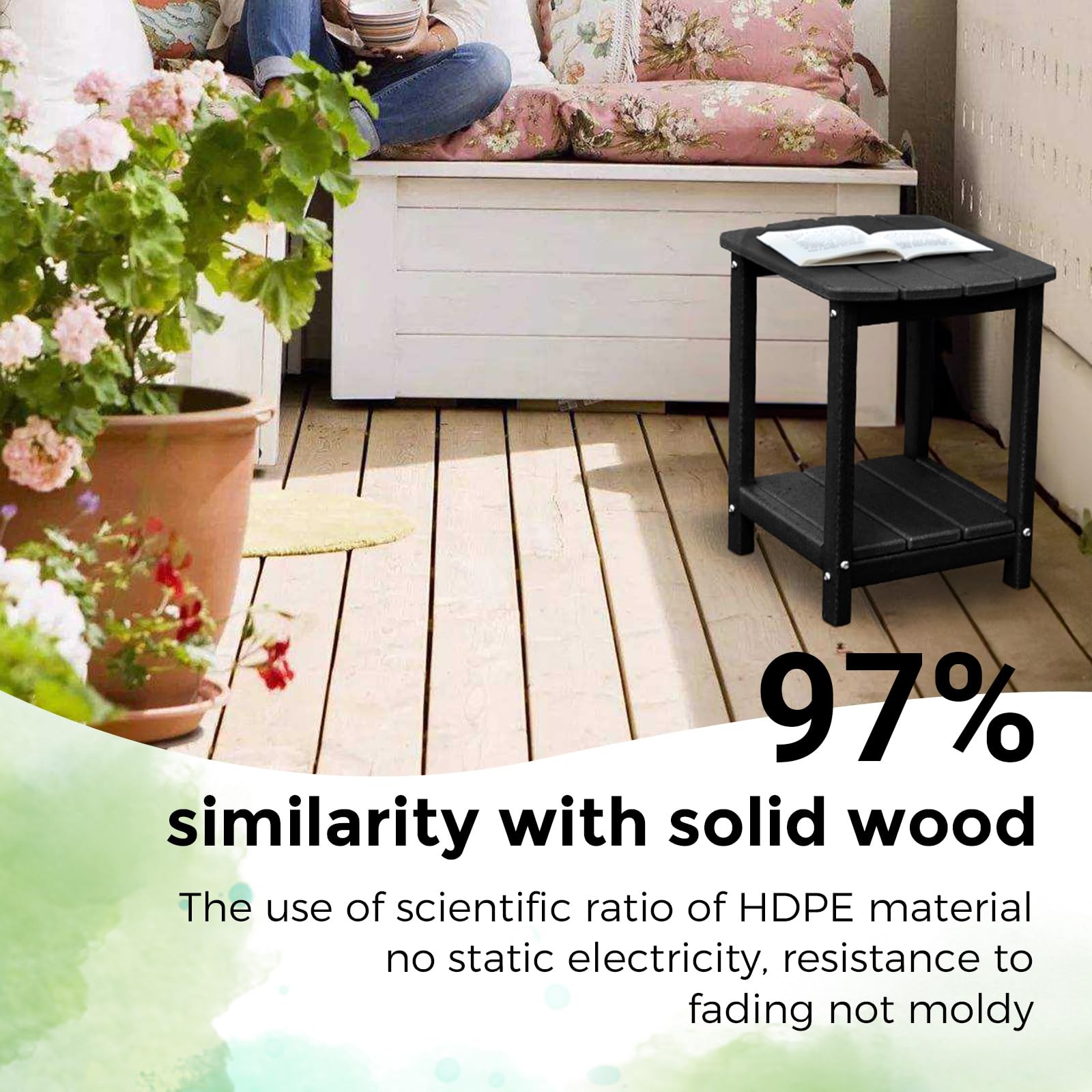 Gardenstar Adirondack square side table easy maintenance, no painting required.