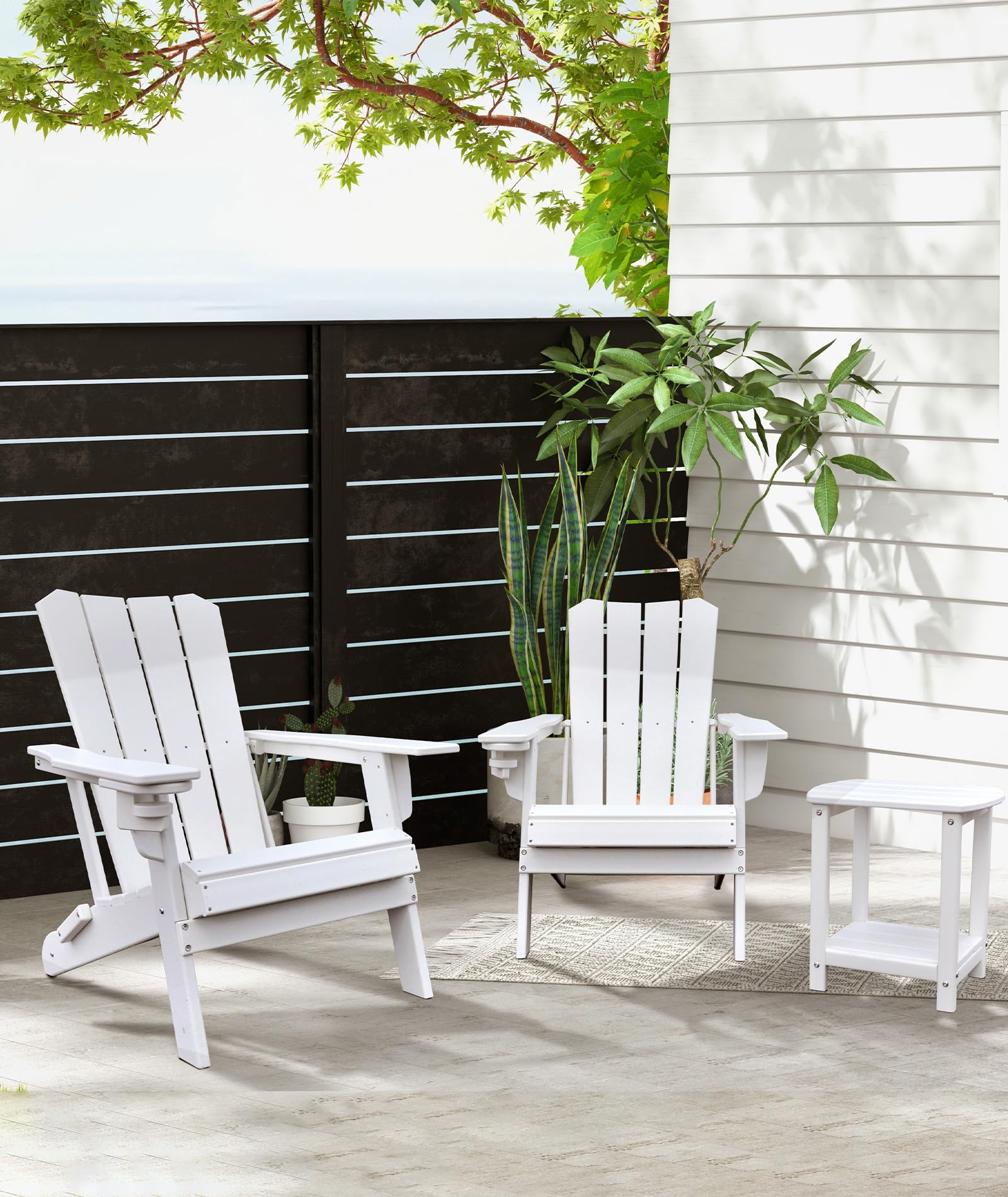 GARDENSTAR two-tier storage patio side table with extra space for drinks and books.