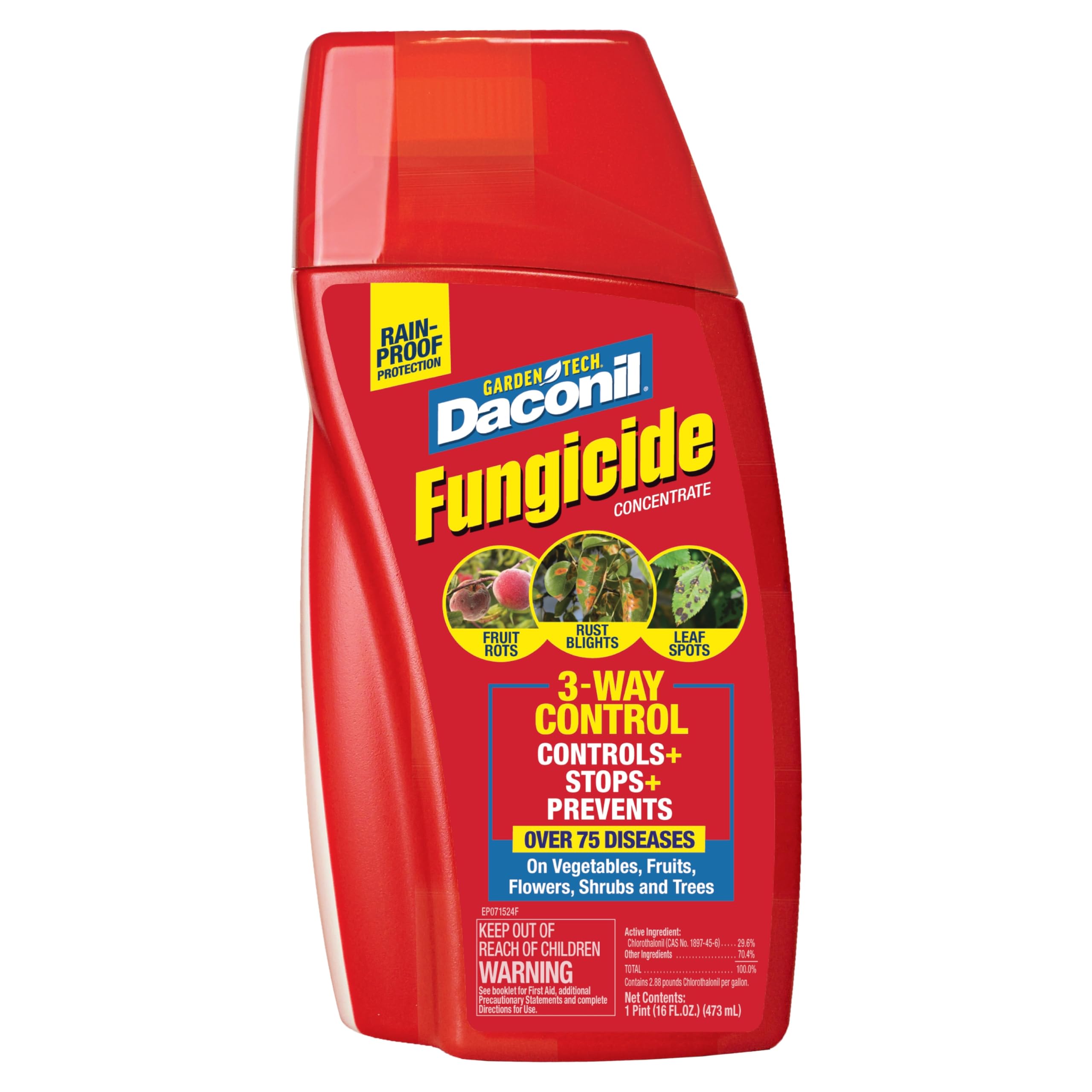 Gardentech Daconil fungicide bottle ready for garden use, protecting plants.