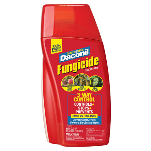 Gardentech Daconil fungicide bottle ready for garden use, protecting plants.