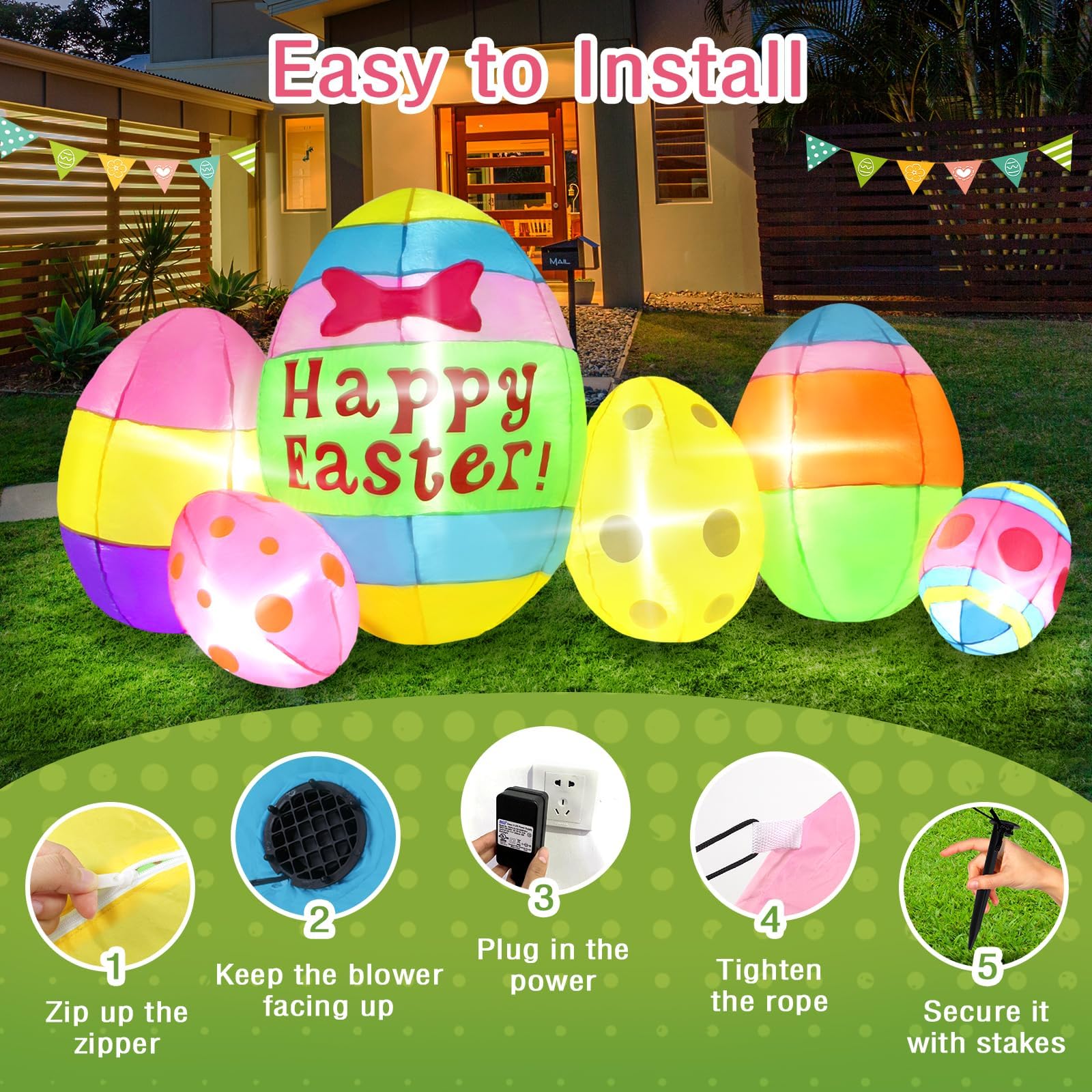 Gardentime inflatable stays stable with sandbags and stakes