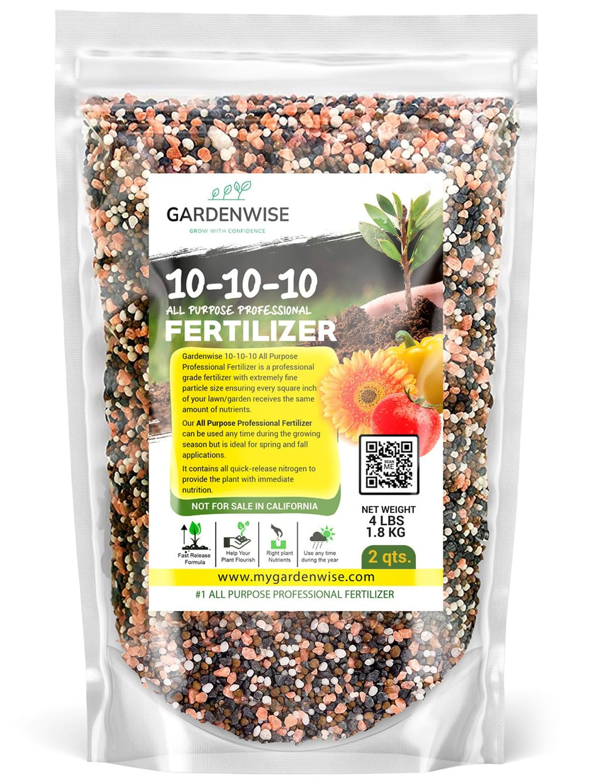 GardenWise 10-10-10 fertilizer bag for general garden use.