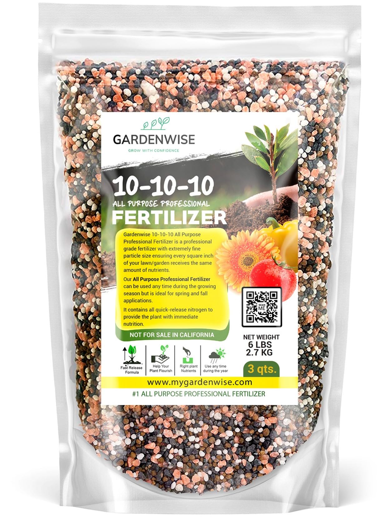 GardenWise 10-10-10 slow-release granules ready for steady outdoor feeding