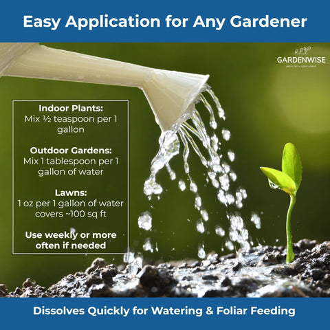 Gardenwise 20-20-20 fertilizer for lawns promotes lush green turf.