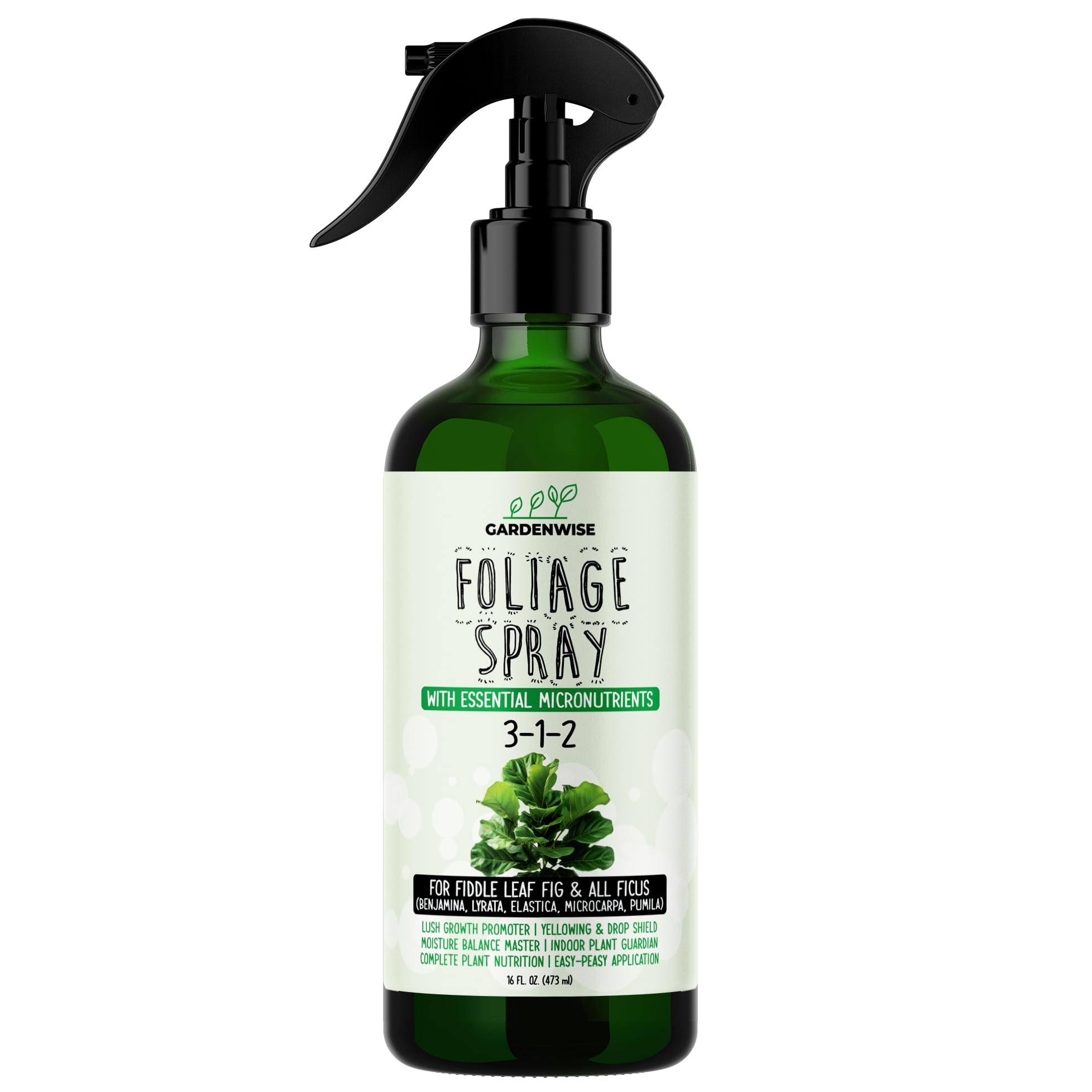 GardenWise 3-1-2 Fiddle Leaf Fig Spray Bottle delivering ready-to-use foliar nourishment