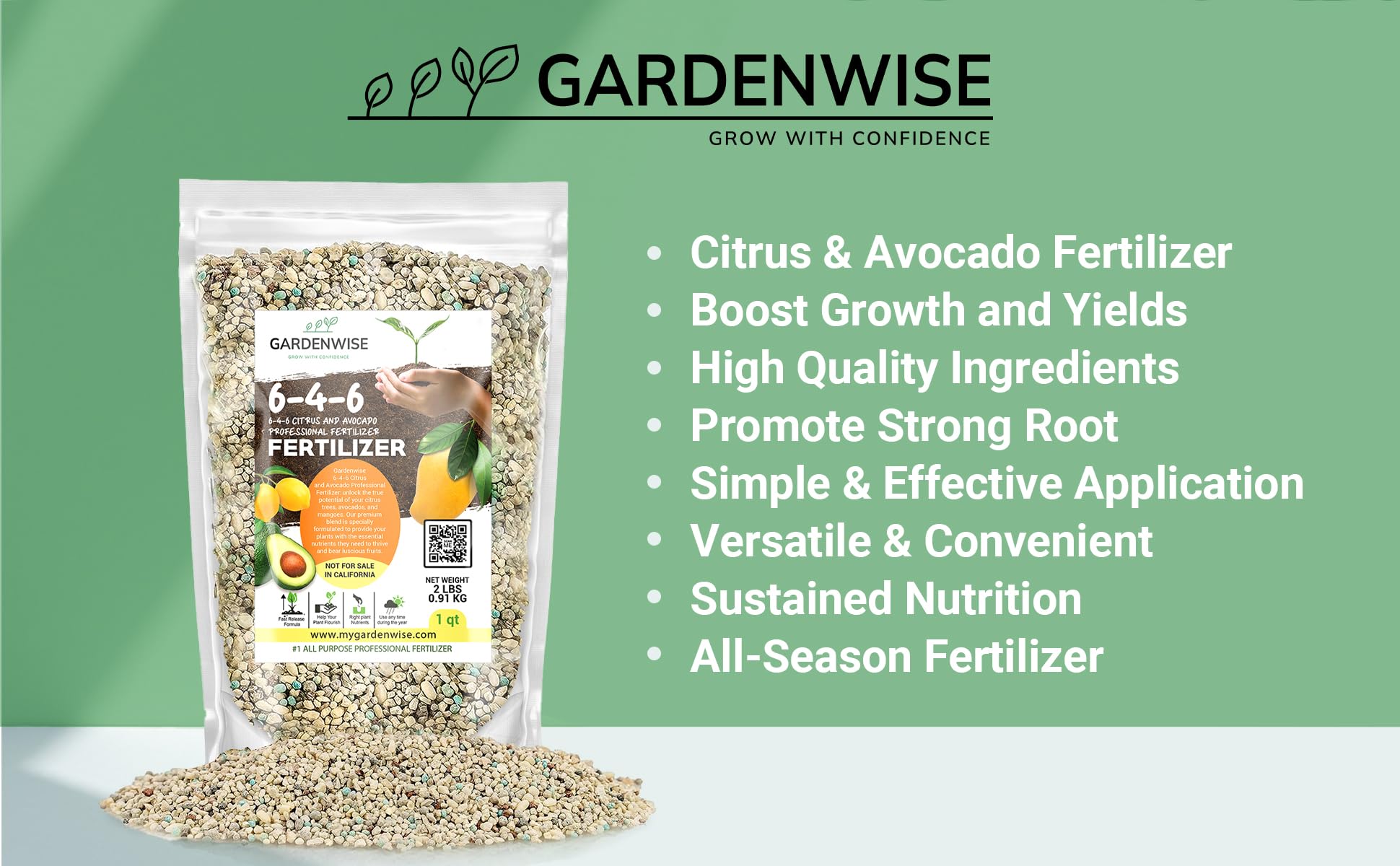 Gardenwise 6-4-6 fertilizer ideal for potted lemon and orange trees