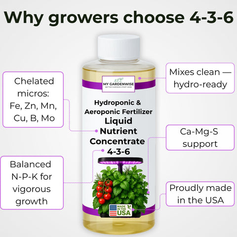 GardenWise 8 oz bottle with 4-3-6 formula for balanced growth.