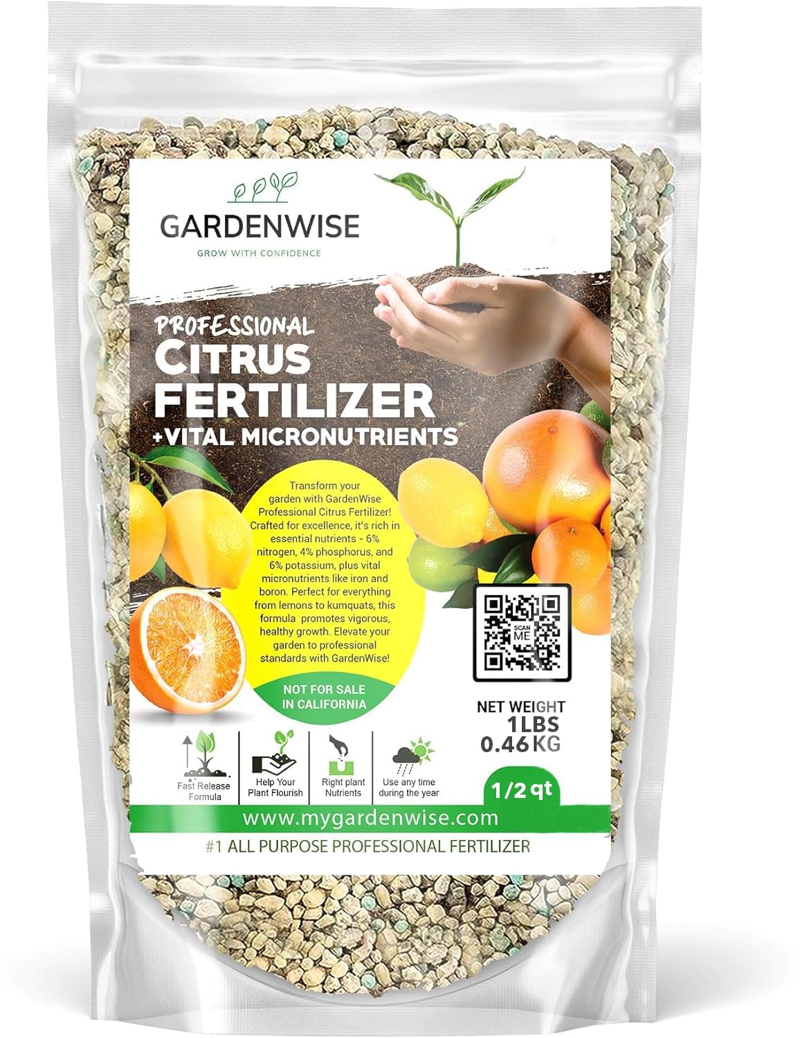 GARDENWISE Balance citrus fertilizer bottle front for healthier citrus trees and richer fruit