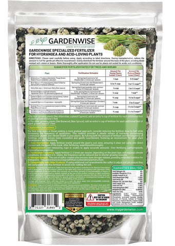 GardenWise Evergreen Fertilizer spread application around root zone to nourish roots and foliage.