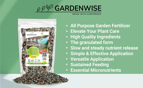 Gardenwise lawn scene highlights lush, healthy grass with steady nutrients.