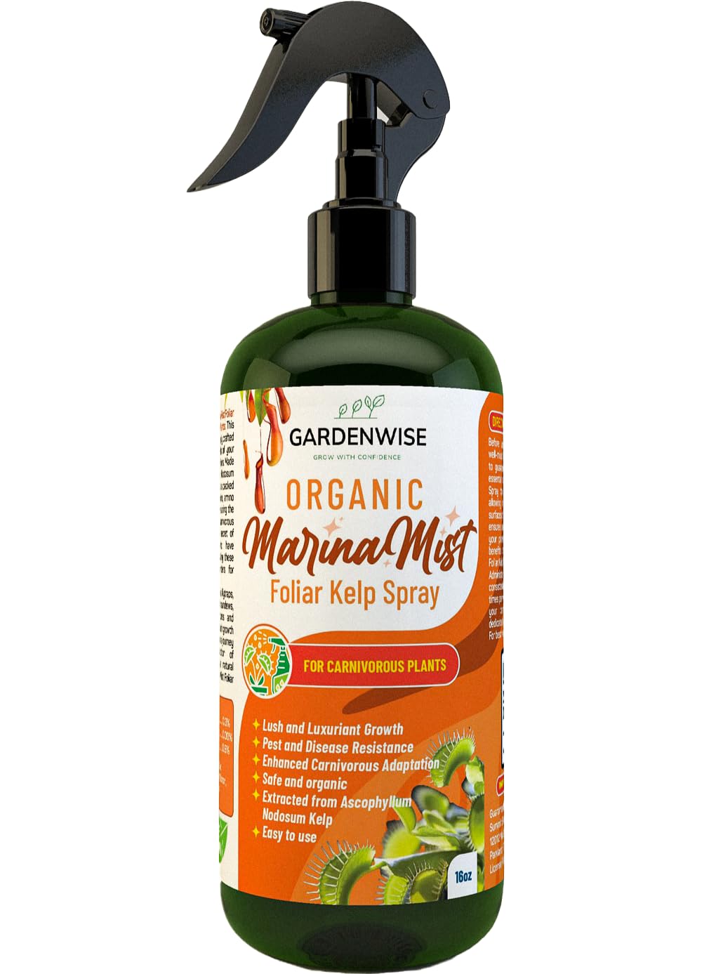 GardenWise Marina Mist packaging highlights USA-made, eco-friendly kelp formula.