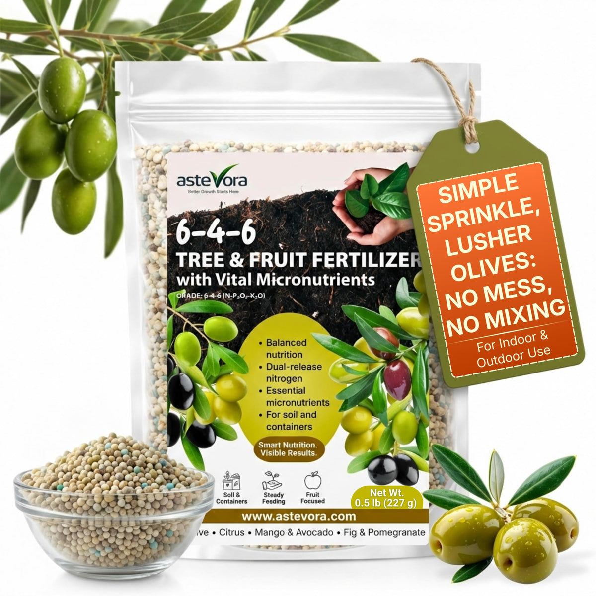 GardenWise Olive Tree Fertilizer granules ready to apply for healthy growth