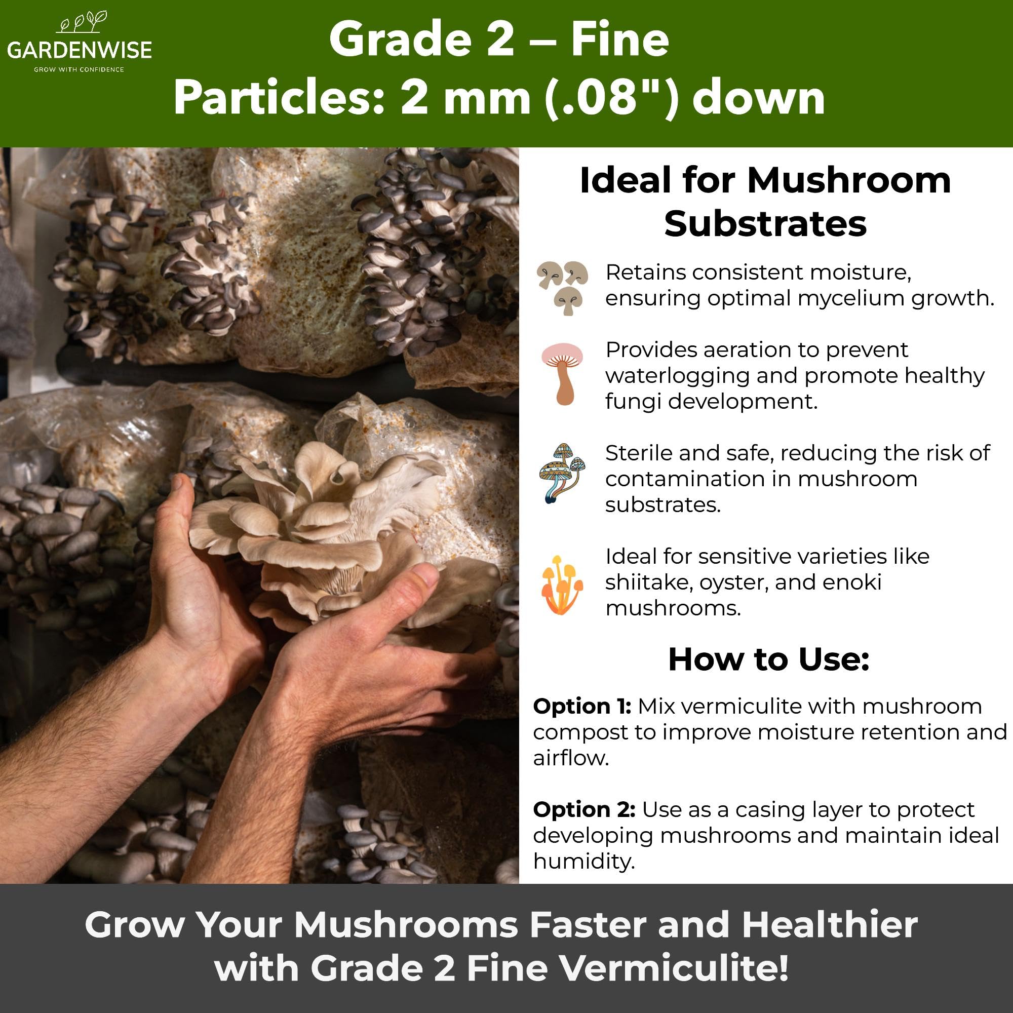 Gardenwise organic vermiculite in small packages for hobby growers