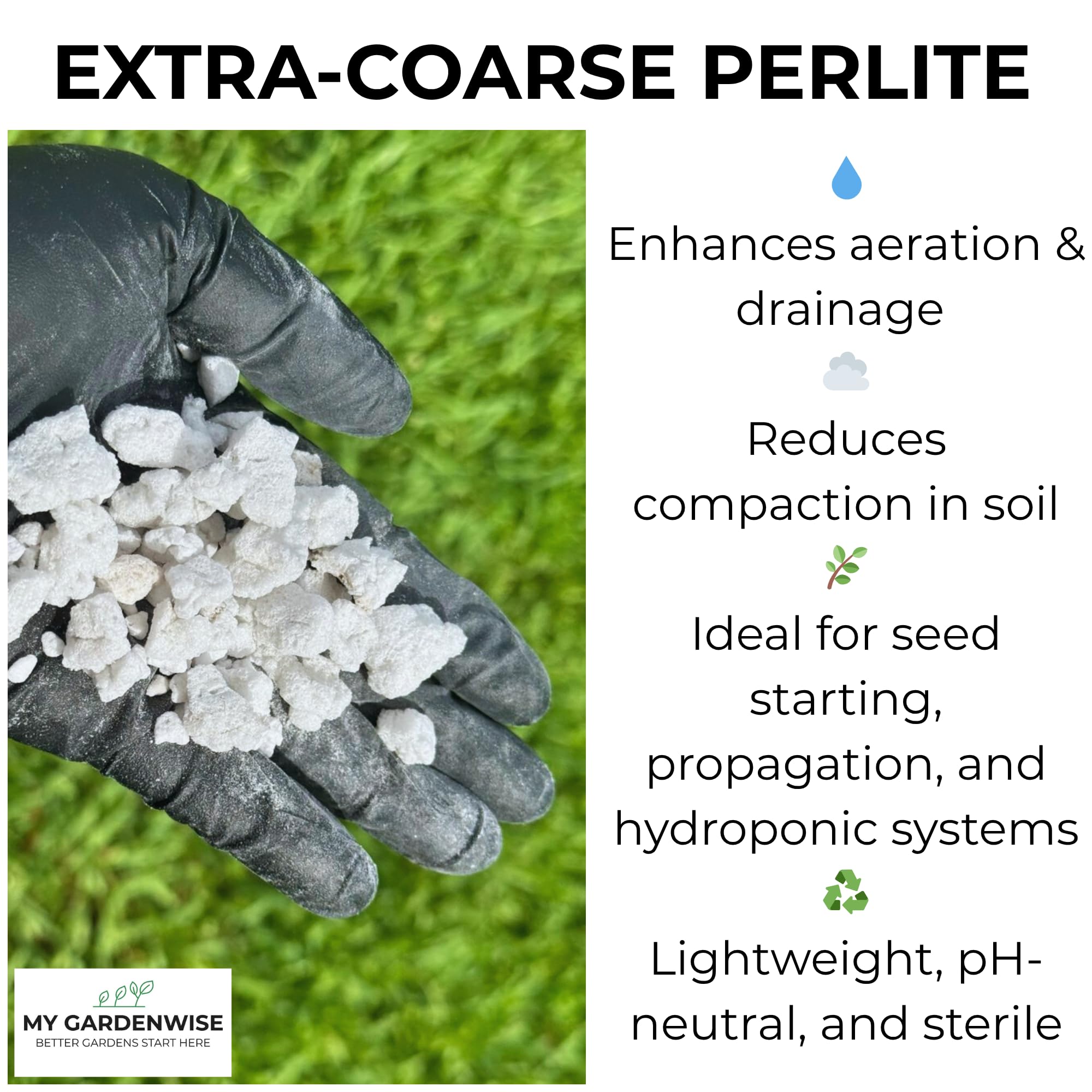 Seed-starting setup using GardenWise Perlite Grade 4 for germination support