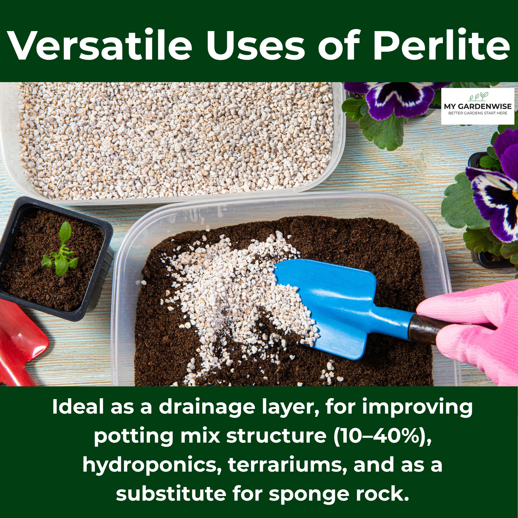 GARDENWISE Perlite made in USA improves soil structure in raised beds.