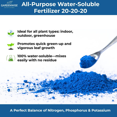 Gardenwise water-soluble fertilizer dissolves quickly in water.