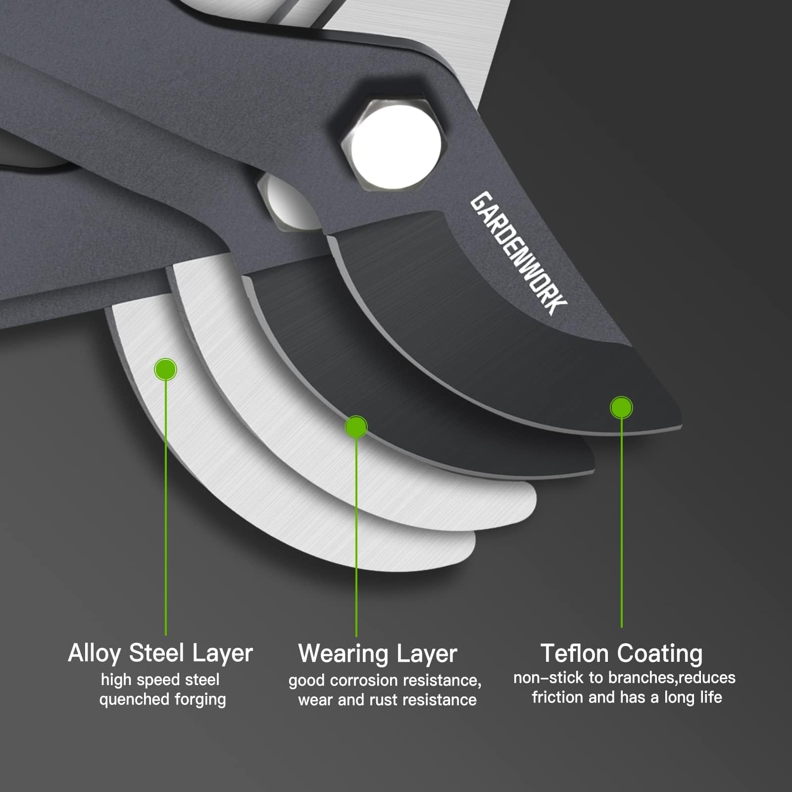 GARDENWORK Loppers anti-slip rubber grip improves control in wet conditions.