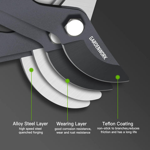 GARDENWORK Loppers anti-slip rubber grip improves control in wet conditions.