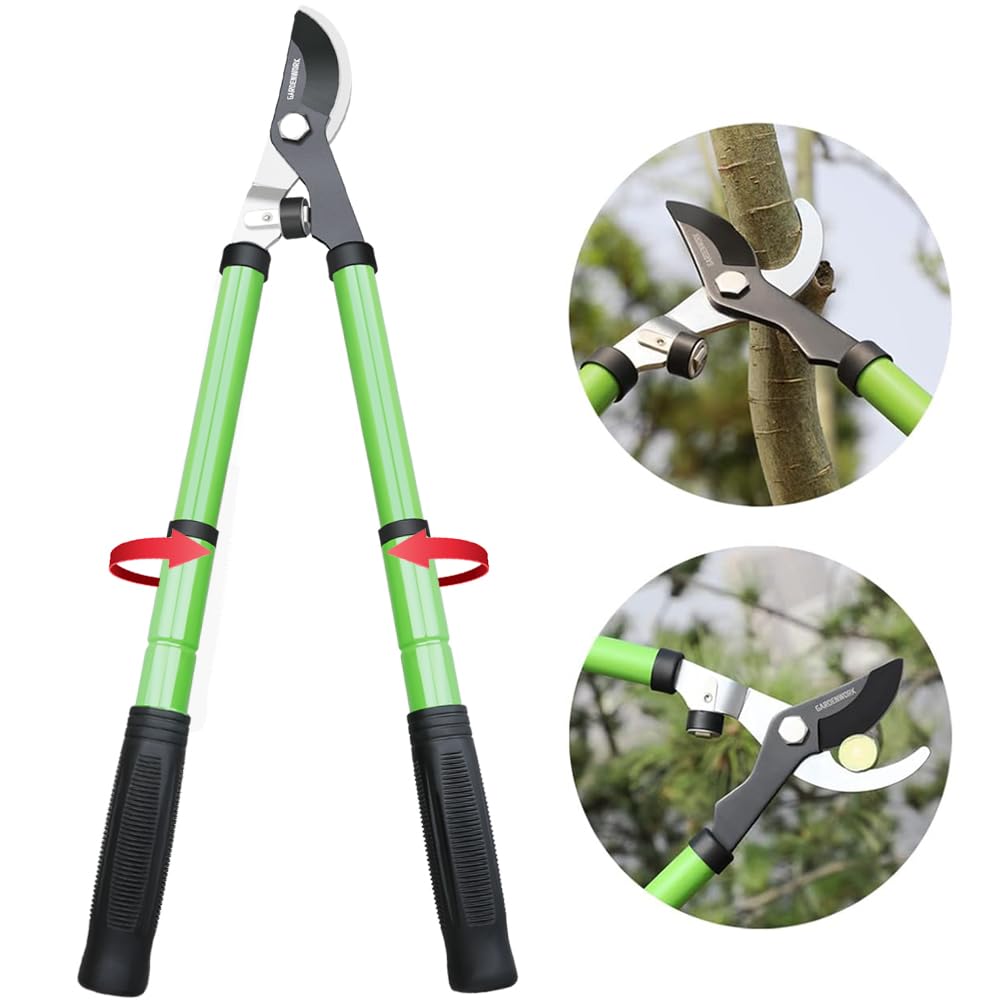 GARDENWORK Loppers shock-absorption system reduces hand fatigue during pruning.